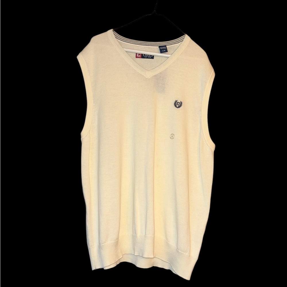 Chaps Cream V-Neck Sweater Classic Knit